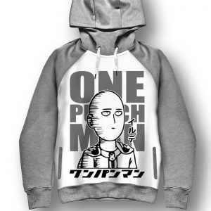 Hoodie One Punch Man - Sweatshirt Saitama Blk - Pull Manga - Capuche Anime