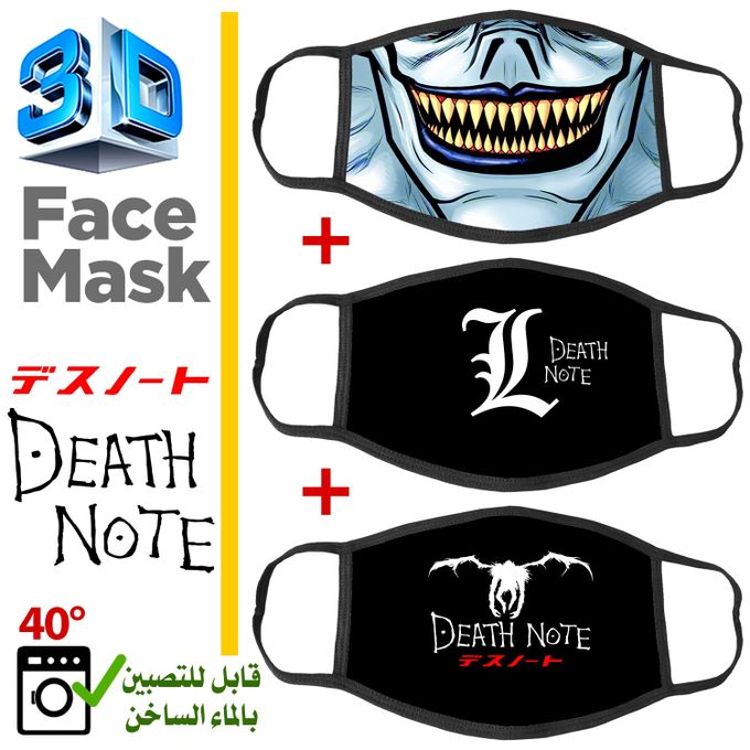 3 Mask Manga Masque Death Note Bavette Cagoul Anti Poussière BTS Face Mask Anime – Image 2