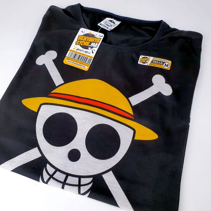 Tshirt Luffy - T-shirt One Piece Mugiwara - Black Teeshort For Men & Women – Image 4