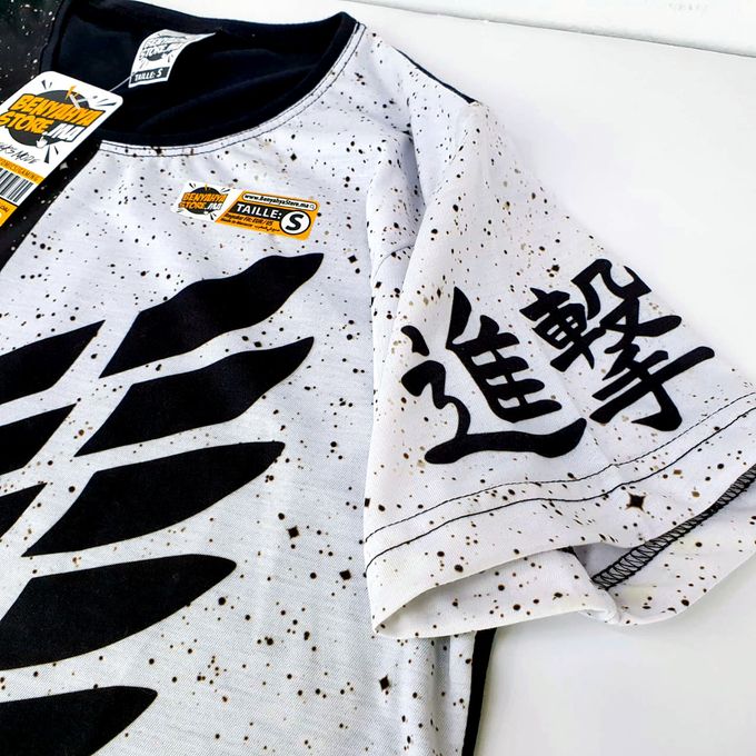 Tshirt Split Attack on Titan Symbol - T-shirt Black & White ANIME Teeshort MANGA – Image 3