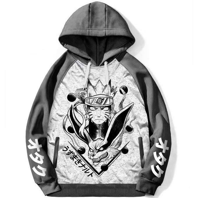 Hoodie Manga Anime Naruto Shippuden Kurama Sweat Raglan Oversize Capuche Otaku