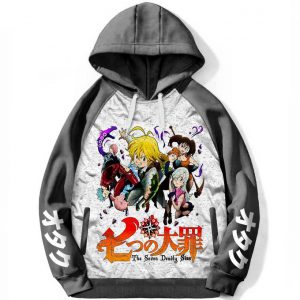 Hoodie Manga Anime Nanatsu no Taizai Sweatshirt Raglan Oversize Capuche Otaku