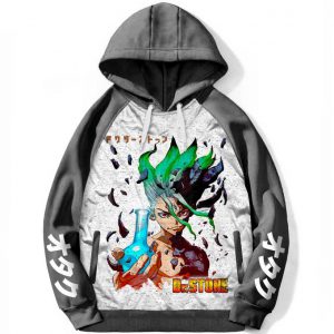 Hoodie Manga Anime Dr Stone Sweatshirt Senku Raglan Oversize Capuche Otaku