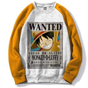 Pull Raglan Sweatshirt Anime One Piece - Luffy Wanted - Manga - For Geek