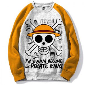 Pull Raglan Sweatshirt Anime One Piece - Skull Straw hat Manga- For Geek