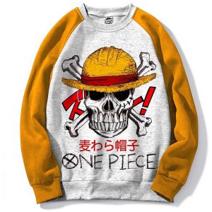 Pull Raglan Sweatshirt Anime One Piece - Skull Straw hat Manga- For Geek