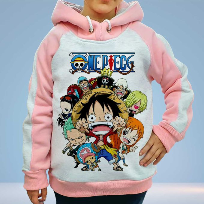 Sweatshirt Hoodie Enfant 6 à14 ans One Piece Chibi Capuchon Manga Anime Capuche