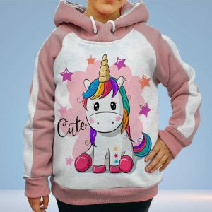 Hoodie Enfant 6 à14 ans Cute Unicorn Horse Capuchon Anime Manga Capuche Sweatshirt
