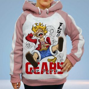 Hoodie Enfant 6 à14 ans One Piece Luffy Gear5 Capuchon Anime Capuche Sweatshirt