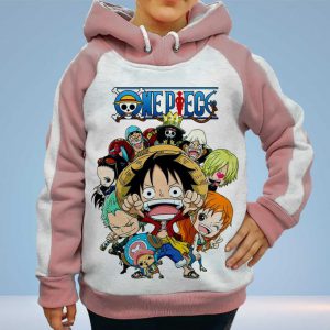 Hoodie Enfant 6 à14 ans One Piece Chibi Capuchon Manga Anime Capuche Sweatshirt