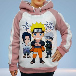 Hoodie Enfant 6 à14 ans Naruto Chibi Capuchon Manga Anime Capuche Sweatshirt