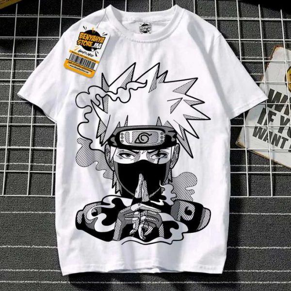T-shirt Naruto Kakashi Hatake - Blanc - Taille M - Coton - Marque Haiiro - Neuf Avec Étiquette