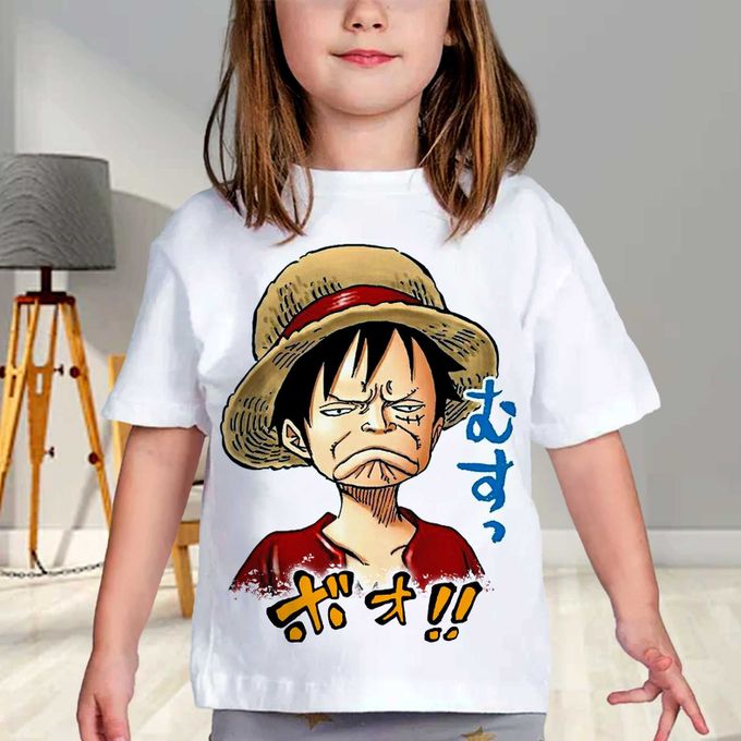 Tshirt Enfant 6 à 14ans Luffy Funny Face T-shirt One Piece Teshirt Anime Teeshort – Image 3