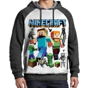 Minecraft Capuchon Gaming Capuche Hoodie Otaku Sweatshirt Jeux Video Tshirt
