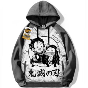 Sweatshirt Tanjiro & Nezuko Hoodie Capuchon Demon Slayer Manga Tshirt Kimetsu Capuche Anime Otaku