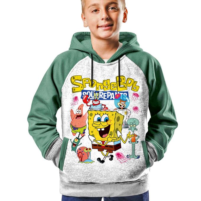 Spongebob Hoodie Enfant 6 à 14 ans Capuchon Cartoon Anime Capuche Tshirt Sweatshirt