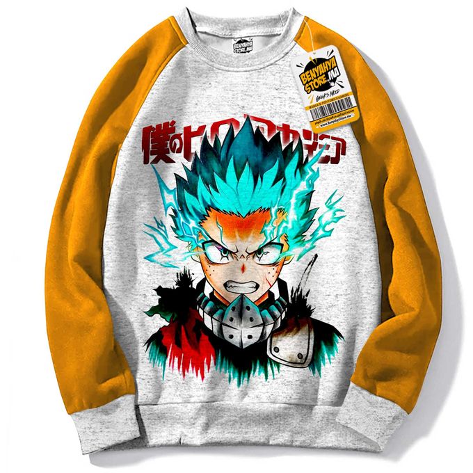 Pull-Raglan 100% Deku Sweatshirt My Hero Academia Hoodie Anime Capuche