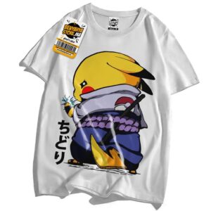 Pikachu Uchiha T-shirt Naruto Otaku Teshirt Cosplay Tshirt Funny Anime Manga