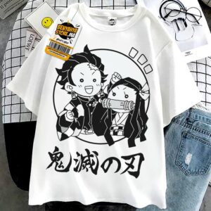 Tanjiro & Nezuko Demon Slayer Tshirt Anime Kimetsu T-shirt Manga Teshirt Otaku Teeshort Cosplay