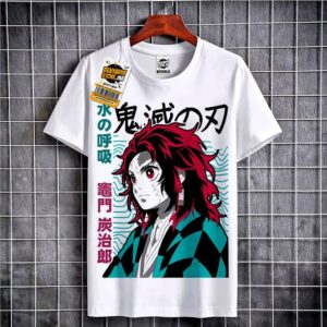 Tanjiro Demon Slayer Tshirt Anime T-shirt Kimetsu Manga Teshirt Otaku Teeshort Cosplay