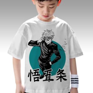 Teshirt Garçon & Fille Tshirt Gojo Satoru Manga Anime Teeshort Enfant 6 à 14ans T-shirt Jujutsu Kaisen