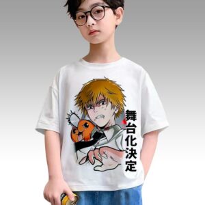Tshirt Enfant 6 à 14ans T-shirt Chainsaw Man Manga Anime Teeshort Denji Teshirt Garçon & Fille