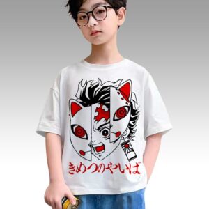 Teeshort Tanjiro Garçon & Fille Demon Slayer Tshirt Enfant 6 à 14ans T-shirt Manga Kimetsu Teshirt Anime