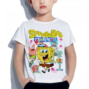 Tshirt Enfant 6 à 14ans SpongeBob T-shirt Funny Cartoon Teshirt Anime Teeshort Garçon & Fille