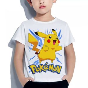 Pokemon Tshirt Enfant 6 à 14ans T-shirt Gaming Funny Cartoon Pikachu Teshirt Anime Otaku Teeshort