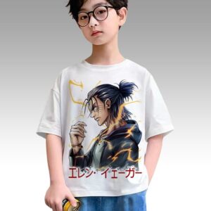 Eren Jager Shingeki Tshirt Enfant 6 à 14ans T-shirt Attack on Titan Teshirt Anime Otaku Teeshort