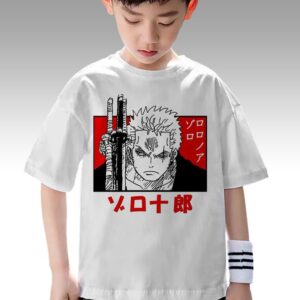 One Piece Teshirt Garçon & Fille Tshirt Zoro Roronoa Manga Anime Teeshort Enfant 6 à 14ans T-shirt