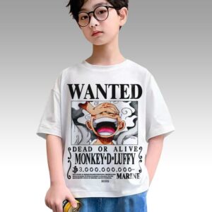 One Piece Teshirt Garçon & Fille Tshirt Luffy Wanted Manga Anime Teeshort Enfant 6 à 14ans T-shirt
