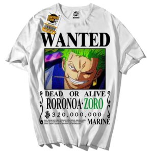 One Piece Anime Manga T-shirt Wanted Zoro Teshirt Cosplay