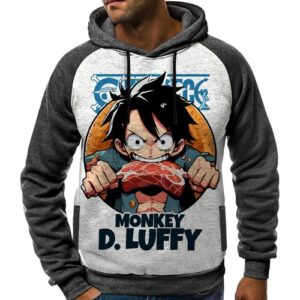 Luffy eating Meat Hoodie One Piece Capuche Japan Sweatshirt Anime Capuchon