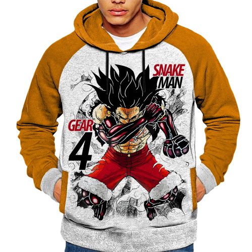 Anime Capuchon Tshirt Luffy Gear 4 One Piece Japan Hoodie Capuche Sweatshirt