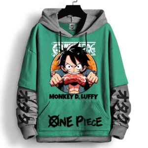 Anime Hoodie Sweatshirt Luffy eating Meat Sweat à capuche One Piece Oversize Capuchon Manhwa Sport