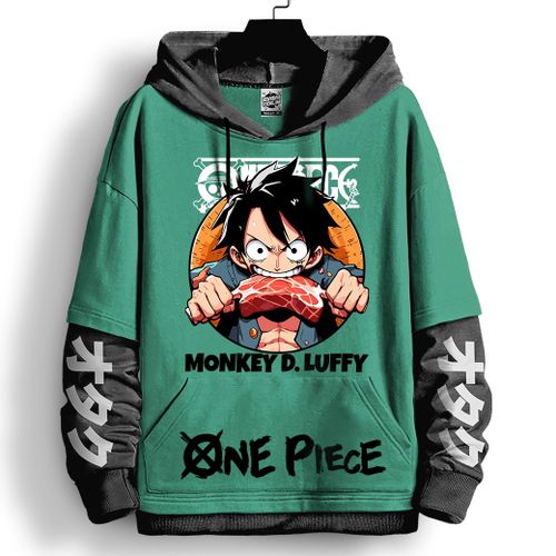 One Piece Oversize Capuchon Sport - Luffy eating Meat Anime Hoodie Sweatshirt Sweat à capuche