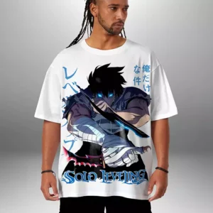 Oversize Teshirt Sung Jin-woo Anime Japan Teeshort Solo Leveling Manhwa Tshirt T-shirt