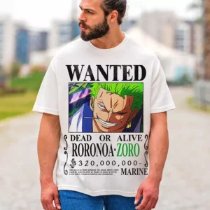 Roronoa Zoro Wanted Manga Japan Tshirt One Piece T-shirt Oversize Teshirt Japan Teeshort