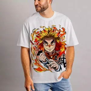 Tshirt Kyōjurō Rengoku Manga Demon Slayer T-shirt Kimetsu no Yaiba Oversize Teshirt Anime Japan