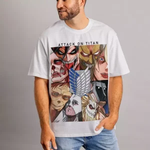 Attack on Titan Tshirt Manga All Titans T-shirt Oversize Teshirt Shingeki no kiyojin Anime Japan