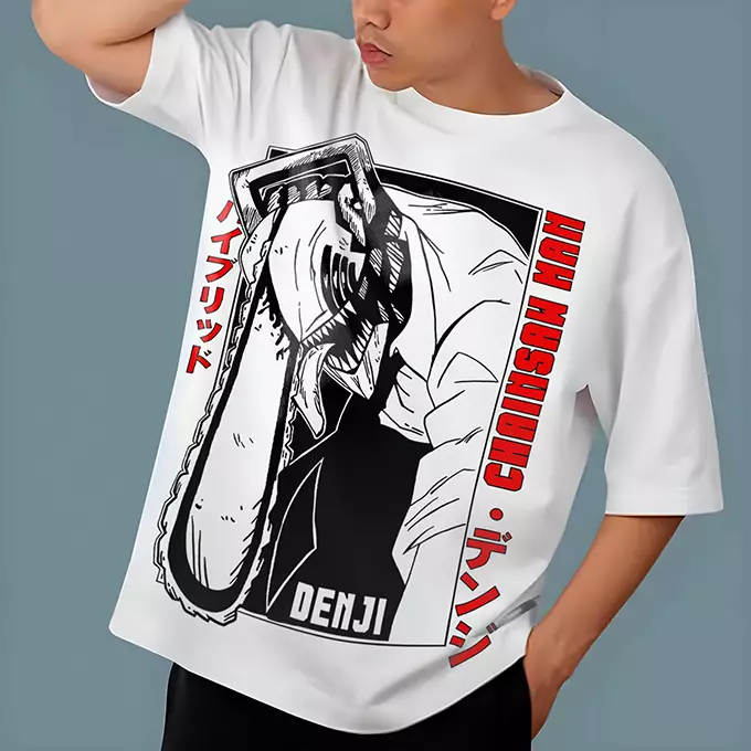 T-shirt Oversize Chainsaw Man Teshirt Denji Anime Japan Tshirt Manga