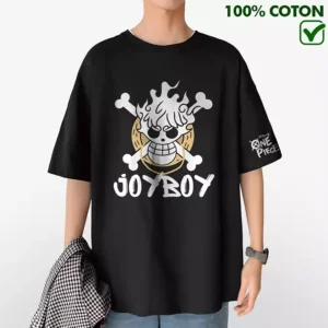 Oversize Tshirt Luffy Joy Boy Skull Anime One Piece T-shirt 100% Cotton Teeshort Gear 5 Teshirt