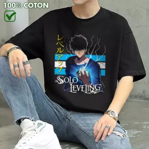 Oversize Tshirt Sung Jin-woo Anime Manhwa Teshirt Solo Leveling T-shirt 100% Cotton Teeshort
