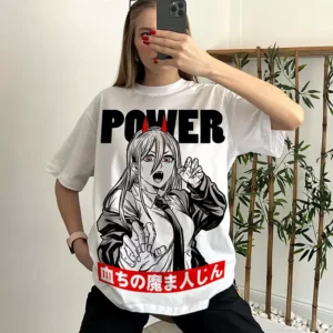 T-shirt Oversize Chainsaw Man Teshirt Power Anime Japan Tshirt Manga