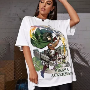 Attack on Titan Tshirt Manga T-shirt Mikasa Ackerman Oversize Teshirt Shingeki no kiyojin Anime Japan
