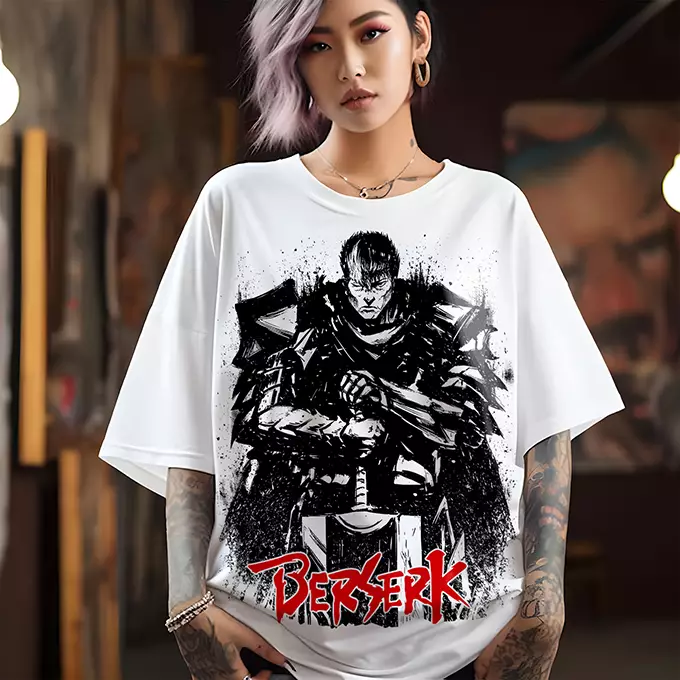 Guts T-shirt Oversize Teshirt Berserk Anime Japan Tshirt Manga – Image 3