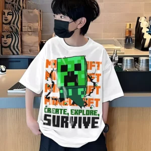 T-shirt Gaming Minecraft Teshirt Garçon & Fille Tshirt Jeux Video Enfant 6 à 14ans