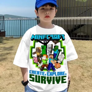 Minecraft Teshirt Garçon & Fille Tshirt Jeux Video Enfant 6 à 14ans T-shirt Gaming