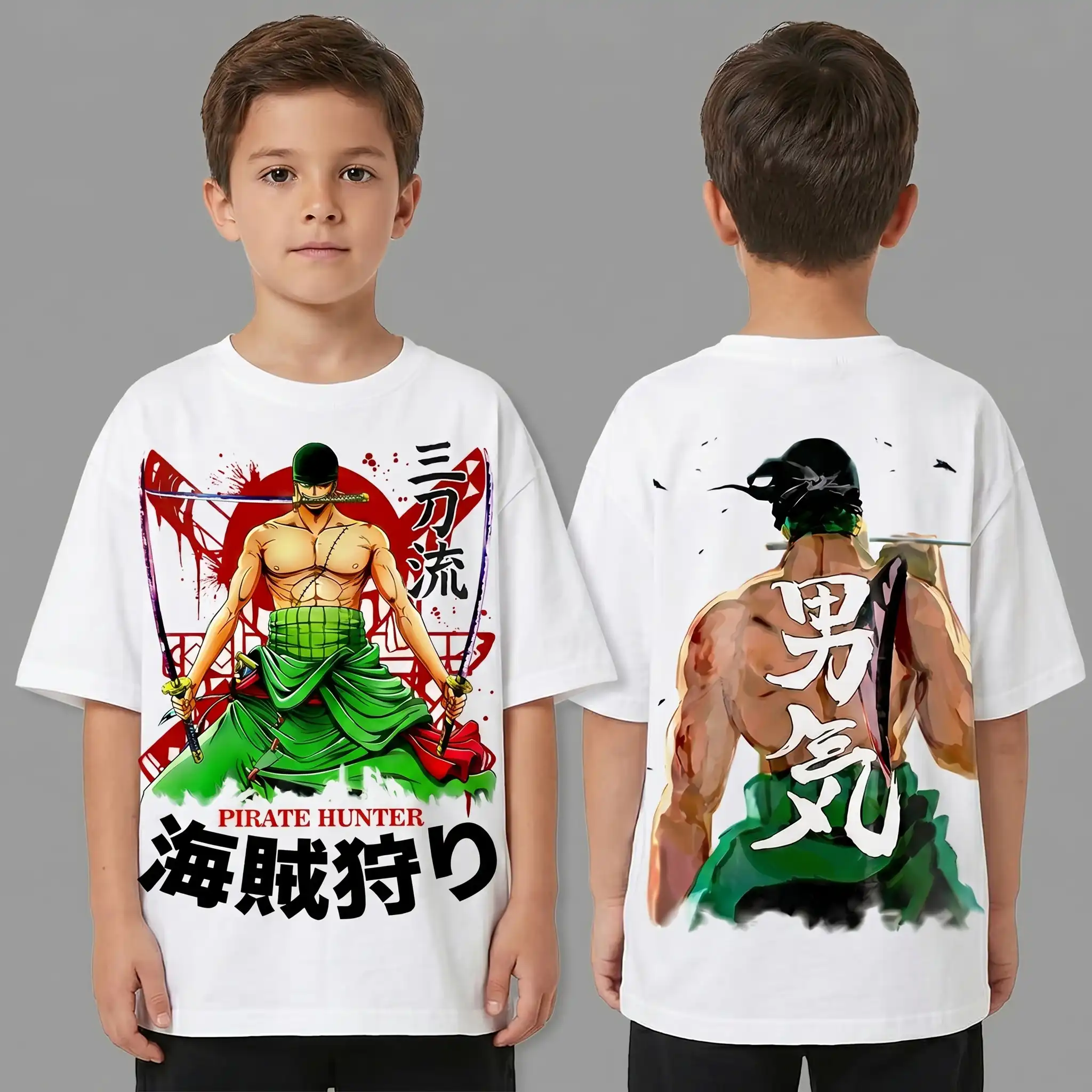 Oversized T-shirt One Piece Teshirt Blanc Anime Manga Japan Zoro Fashion Tshirt – Image 2
